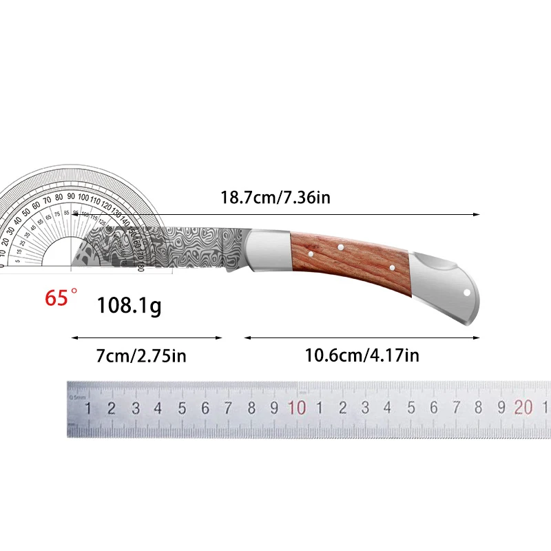 BAKULI-Outdoor Portable Folding Knife with Wooden Handle, Comfortable Handle, EDC Knife, Adventure Camping Knife SZ9195