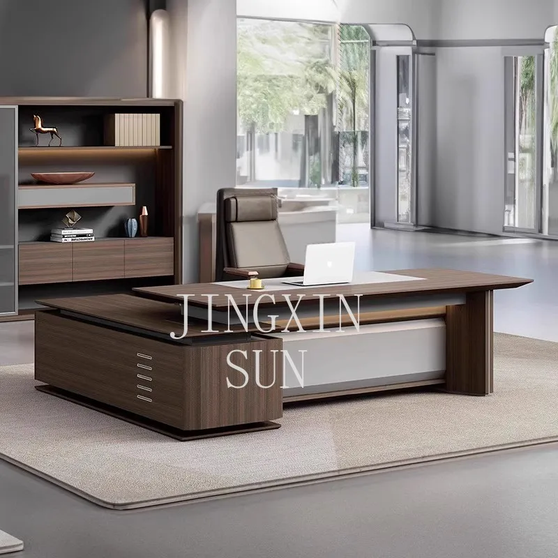 New Chinese style fashionable atmosphere boss desk simple modern walnut president desk office single class desk