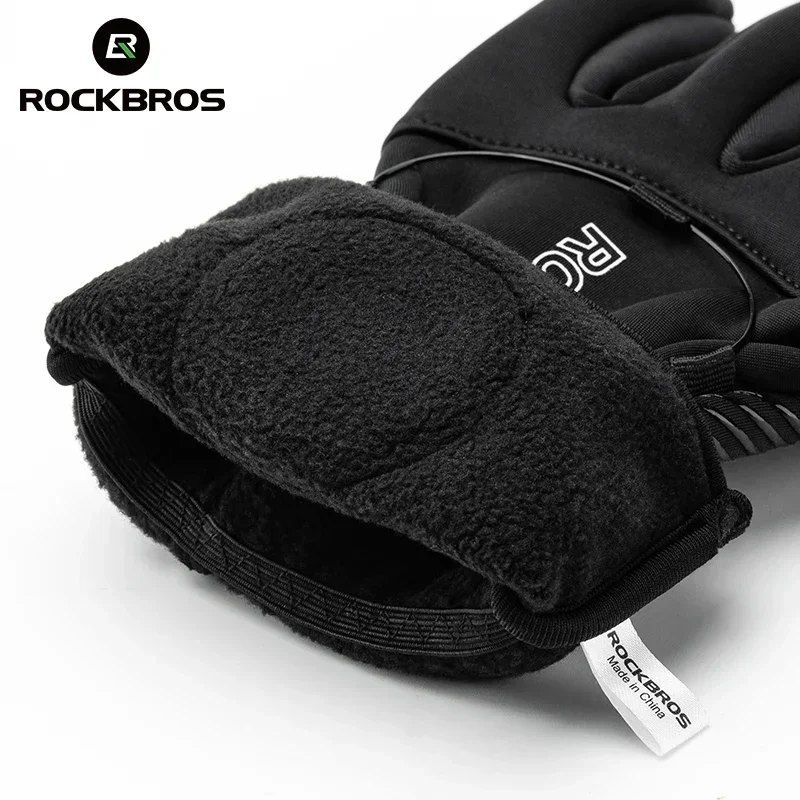 ROCKBROS Warme Fahrradhandschuhe Outdoor Touchscreen Winterhandschuhe Winddicht Motorrad Roller Ski Anti-Rutsch-Thermo-Fahrradhandschuh