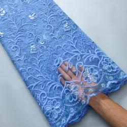 Kalume African Net Tissue Lace Fabric 2024 Seuqins Nigerian Tulle Lace Fabric Design French Lace Fabric For Wedding Dress F3959