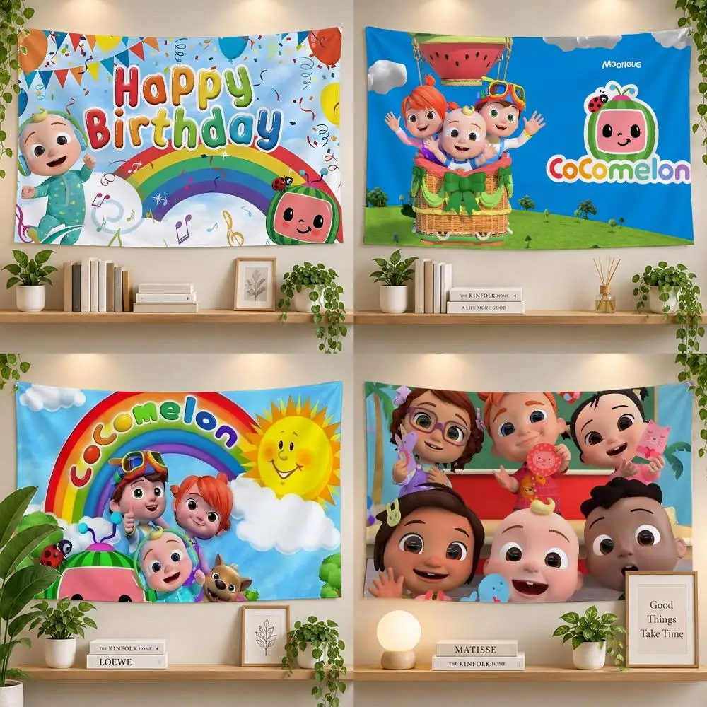 Kids CoComelon Nursery Songs Cute Flags Personalized Banner Flag Room Dorm Camping Picnic Garage Bar Outdoor Wall Decor