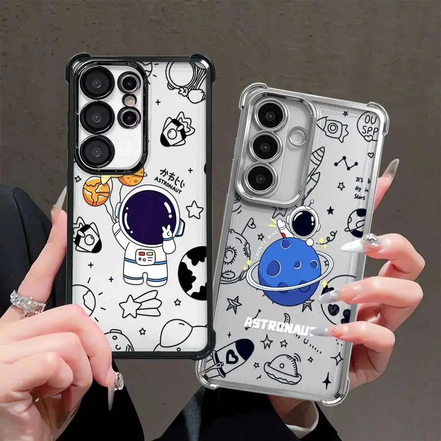 Cartoon Astronaut Case for Samsung Galaxy S26 Ultra S25 Edge S21 Plus S23 S22 S20 FE S24 Phone Cover