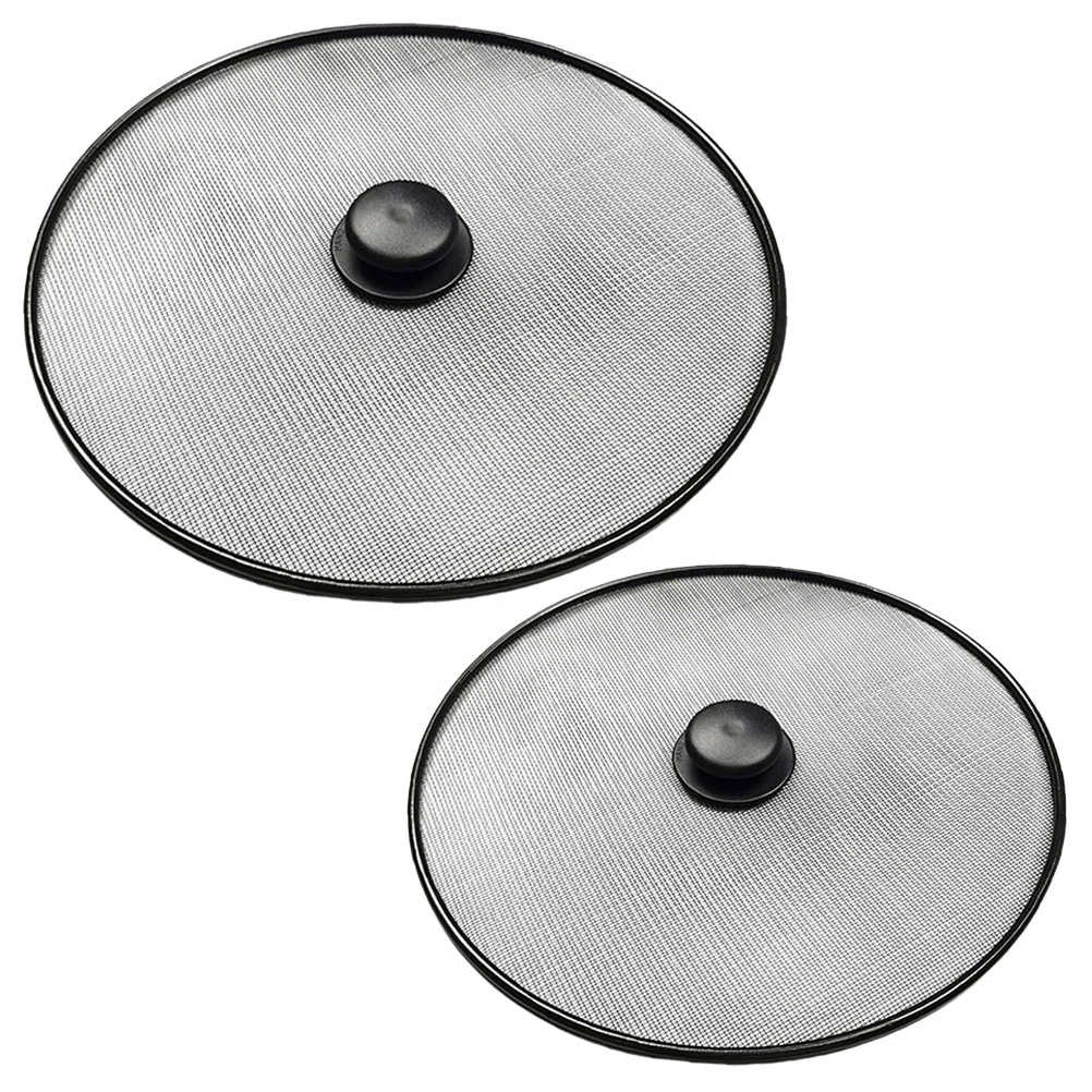 2 Pcs Anti-oil Splash Pot Lid Pans Splatter Guards for Frying Cooking Screen Grease Stainless Steel Mesh Skillet Screens