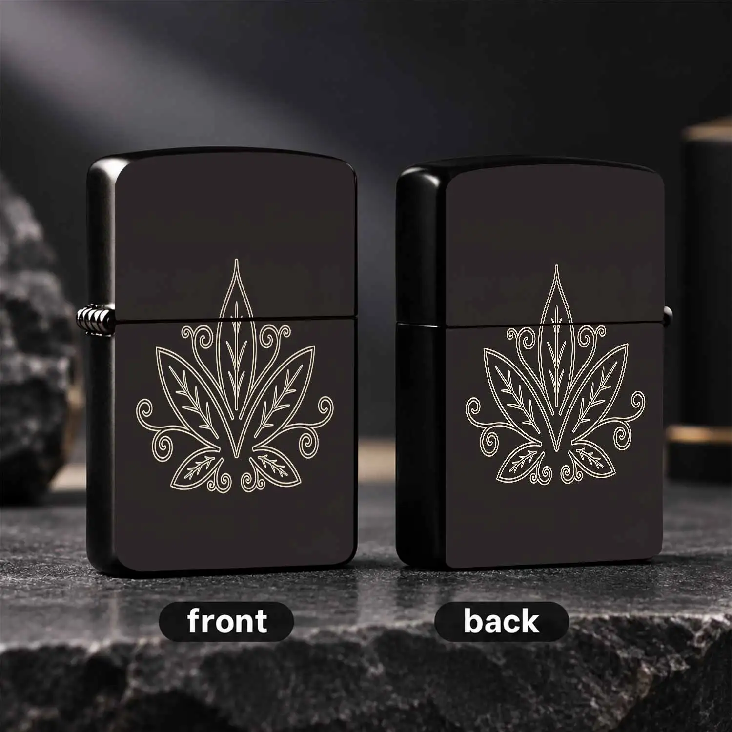 Elegant Leaf Scroll Line Art Portable Lighter, Retro Aesthetic Daily Practical Item, Suitable for All Scenarios, Exquisite Line Pattern Delicate Appearance, Premium Feel Ideal for PERSONAL Use or Gifting, Compact Easy A Humorous And Interes
