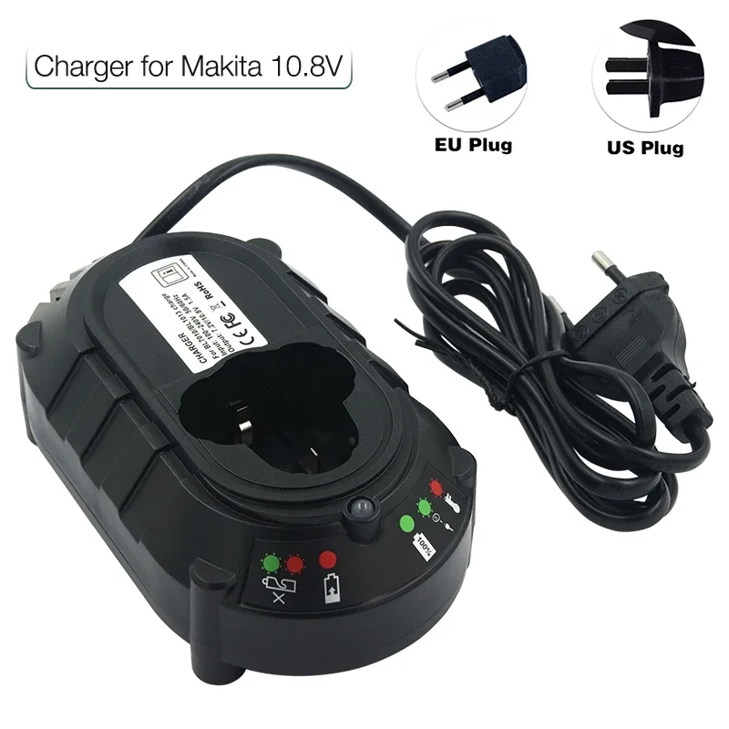 Lithium Battery Charger AC110-240V Li-ion Replacement Charger for Makita BL1013 BL1014 10.8V Battery DC10WA Rechargeable Battery