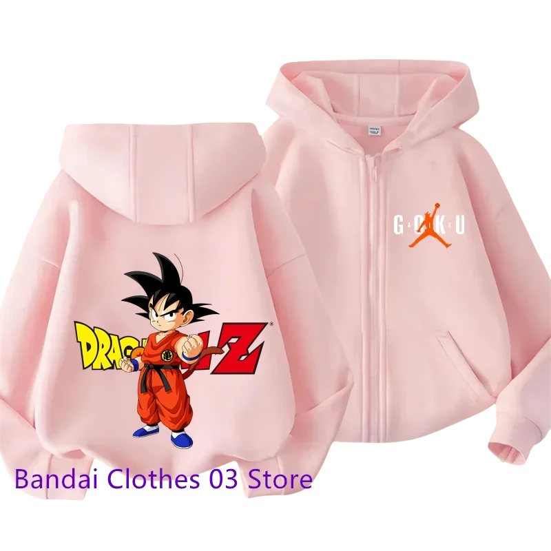 Anime Dragonball Kids Zipper Hoodie Cartoon Goku Print Autumn/Winter Long-sleeved Sweatshirt Boys And Girl Casual Jacket Top Fo