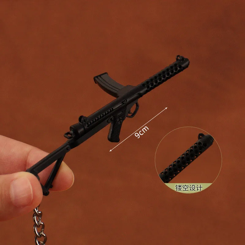 9cm Mini Gun Model Brelok do kluczy Sterling Model Biżuteria Broń Metalowy brelok do kluczy Chaveiro Torba Uchwyty na klucze samochodowe Prezent dla dzieci Mężczyźni
