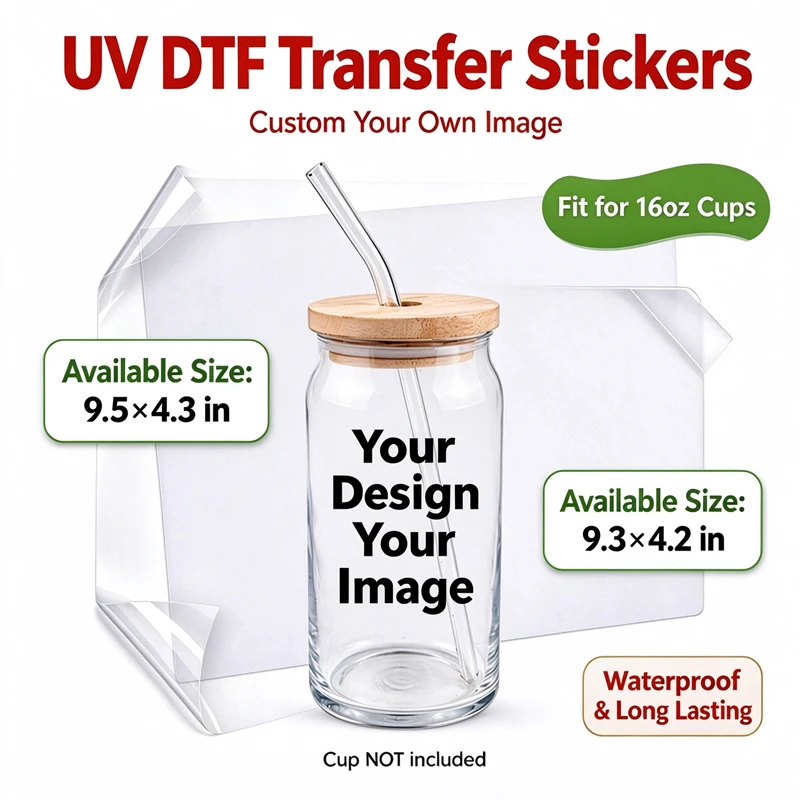 UV DTF Transfer Sticker Custom Design 16oz Cup Wraps for Libbey Glass Can Bottle, Selfadhesive Waterproof DIY 3D Cup Decals