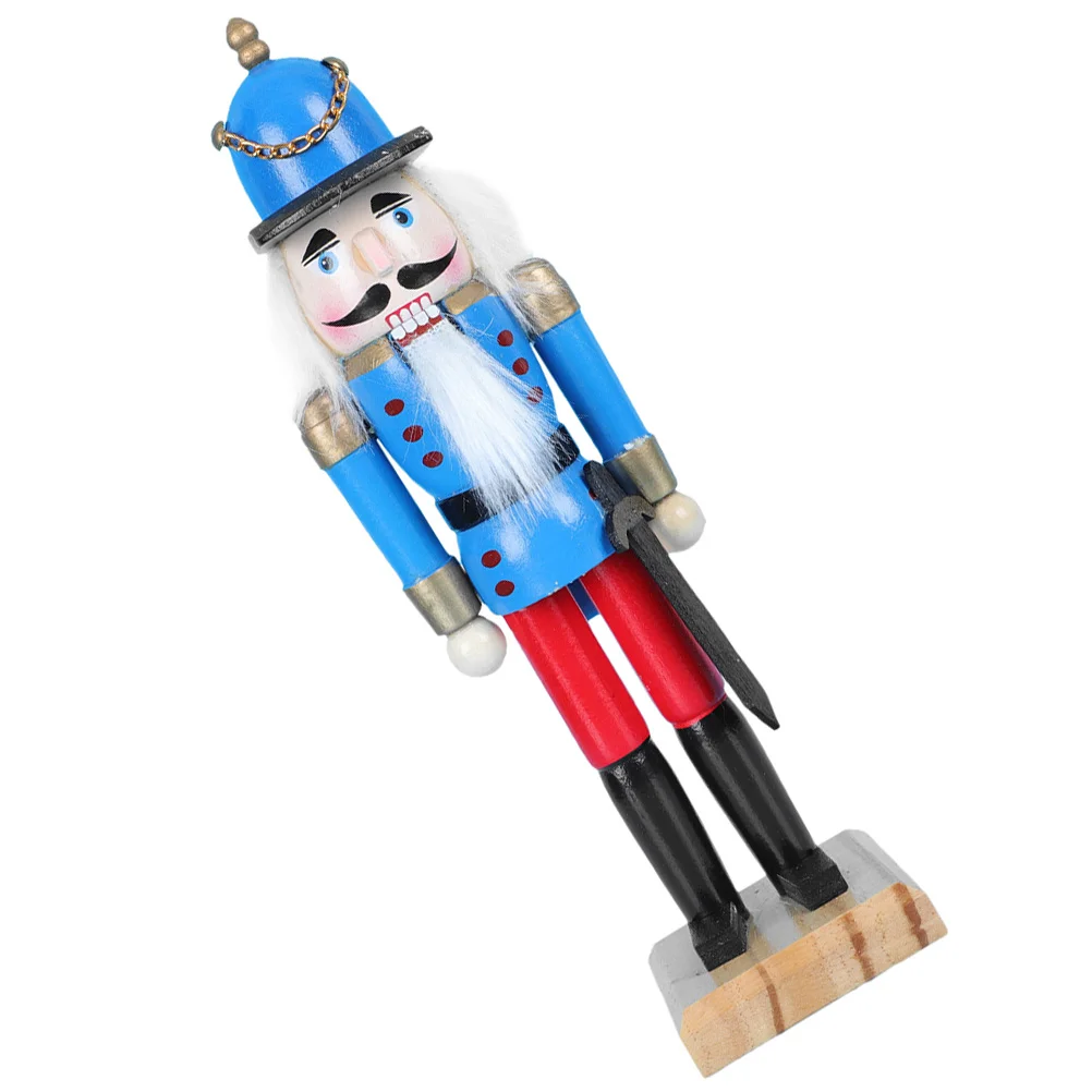 

Nutcracker Christmas Desktop Wooden Decor Xmas Table Ornament Figure Blue Puppet Decorative Nutcrackers Decoration Baby