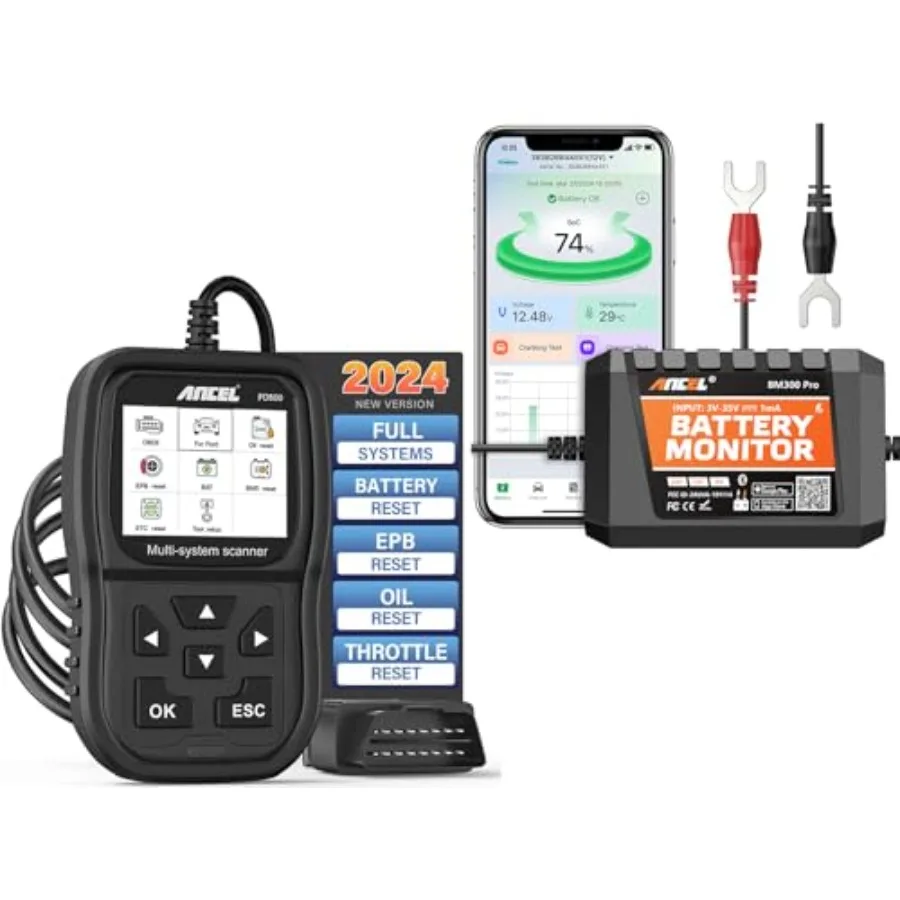 

Сканер OBD500 FD2 с Bluetooth-монитором с батарейным питанием BM300 Pro для транспортных средств: комплексный диагностический инструмент для En в режиме реального времени