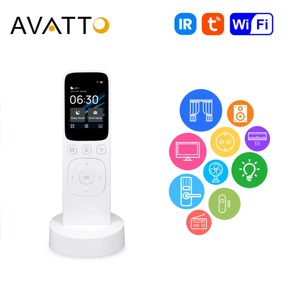 AVATTO Tuya Wifi Smart Handheld Central Control Panel Wireless Charging Touch Screen IR Remote Controller For Home Appliance