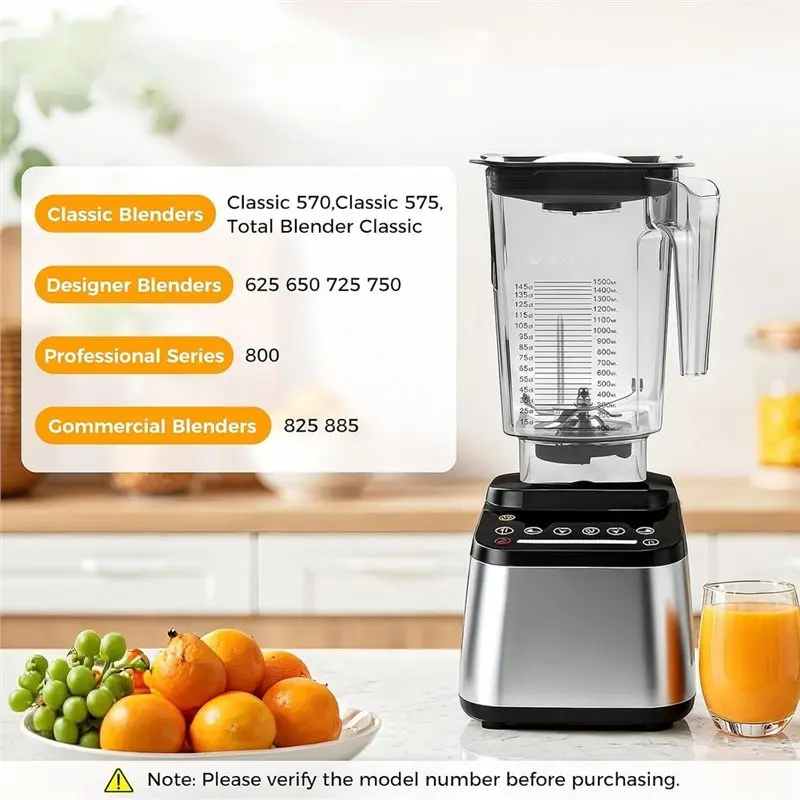 YANA35R Replacement 90Oz Jar For Blendtec Blenders- Works For Wildside+ Container Pitcher For Classic/Designer/Professional Seri