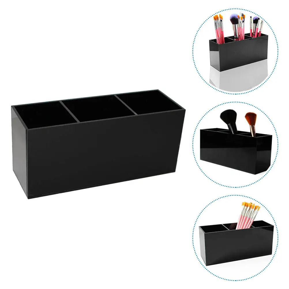 Sturdy Acrylic Desktop Pen Holder Makeup Brush Container Compact Storage Box for Pens Pencils Highlighters Scissors Cosmetics