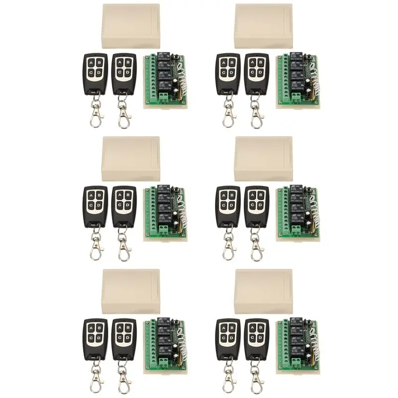 A99E-6X 12V 4CH Channel 433Mhz Wireless Remote Control Switch Integrated Circuit With 12 Transmitter DIY Replace Parts Tool