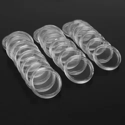 100Pcs 33mm Clear Round Plastic Coin Holders Capsules Container Storage Case Box Protect Coins Collection Supply