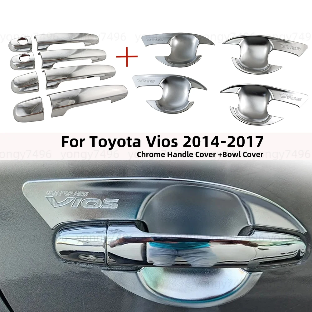 

For Toyota Vios 2013 2014 2015 2016 2017 Chrome Door Handle Bowl Covers Exterior Scratch Protective Cars Stickers Accessories