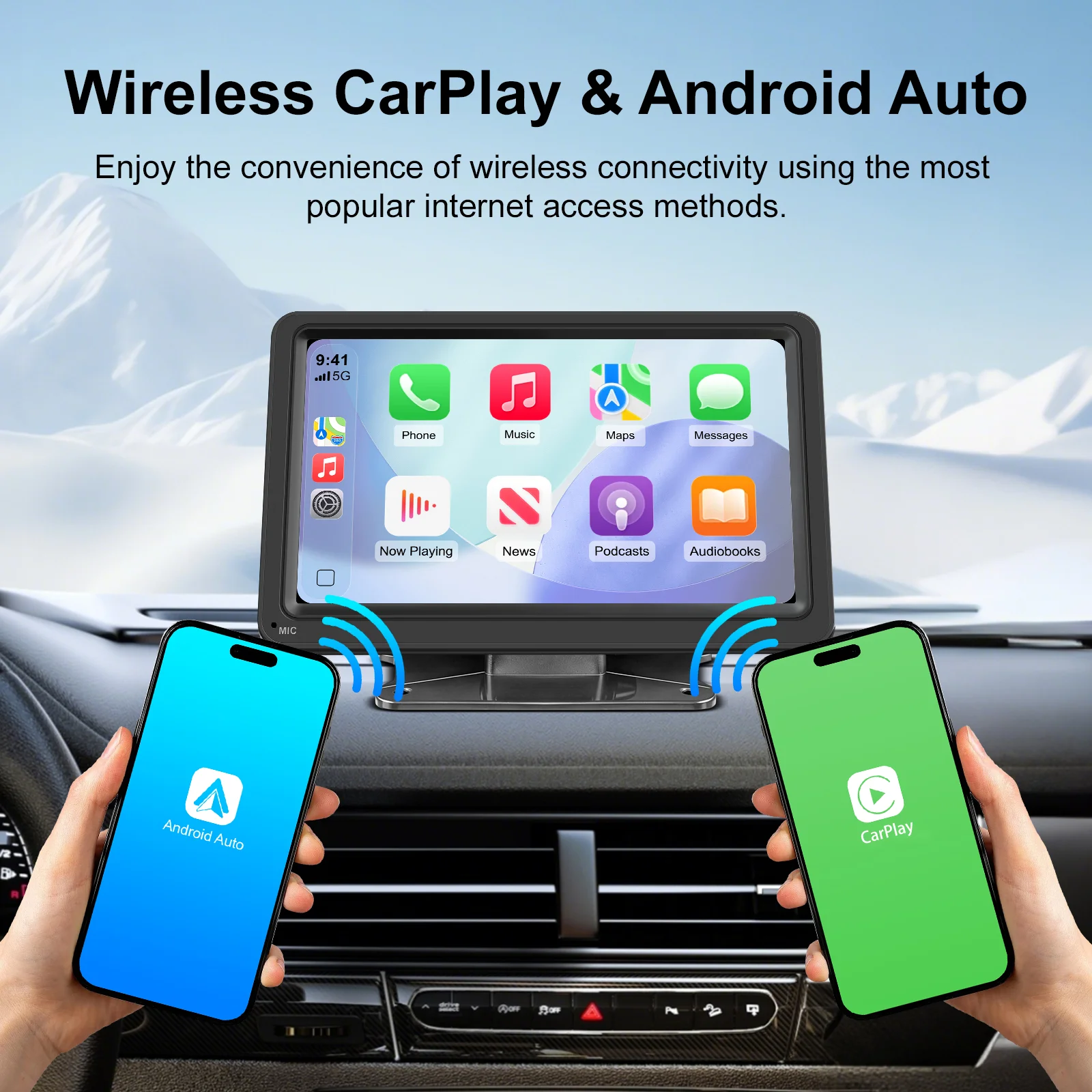 Ezonetronics 7inch Car Radio Multimedia Video Player Wireless Carplay And Wireless Android Auto Portable Universal Touch Screen