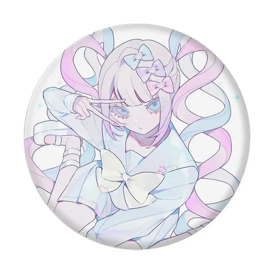 Needy Streamer Overload Anime Character 58mm Metal Badge Universal Practical Accessories Bag Layout Character Theme Collection