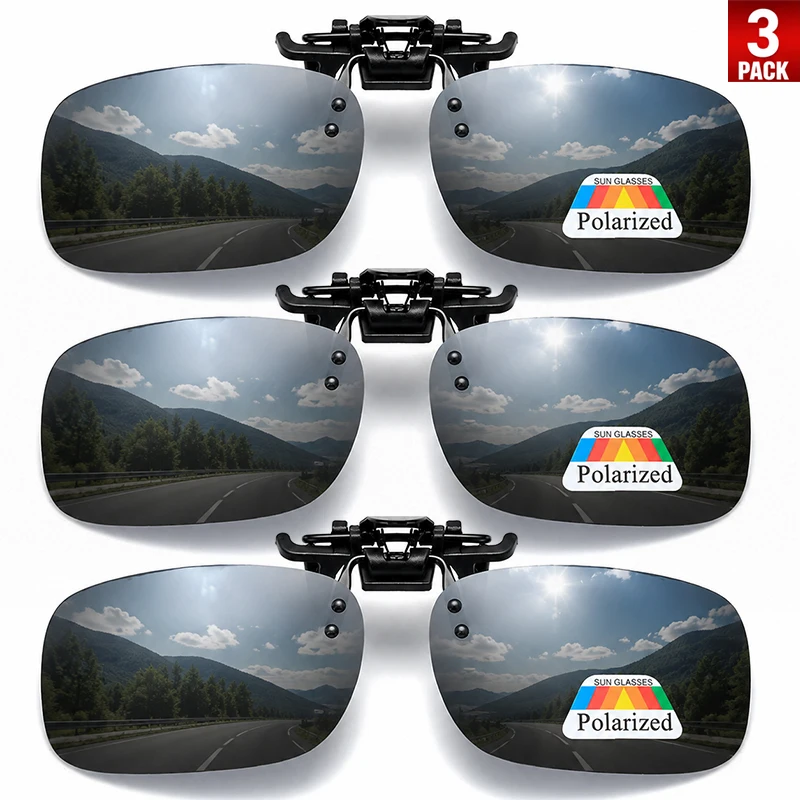 1/3 Stück polarisierte Clip-On-Sonnenbrillen für Männer und Frauen, hochklappbare Überbrillen für Sport, Angeln, Fahren, Wandern, Radfahren, UV400 – Detail 6