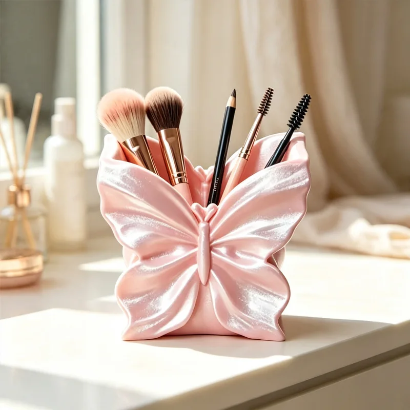 Butterfly shape storage box various cosmetics brush eyebrow pencil jewelry stud earrings