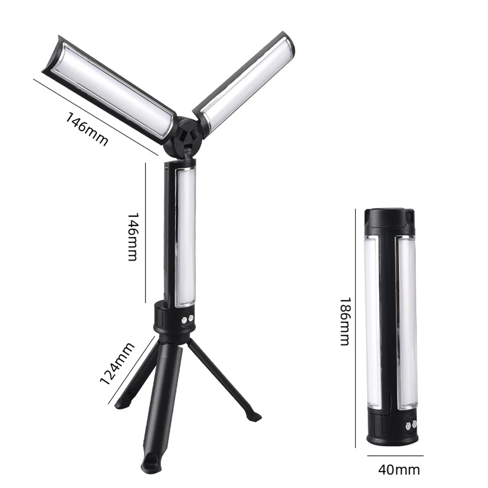 600lm LED Tabletop Light 1200mA USB Fishing Torch Folding 360° Work Light Inspection Lamp 6Mode Tripod Camping Tent Lantern