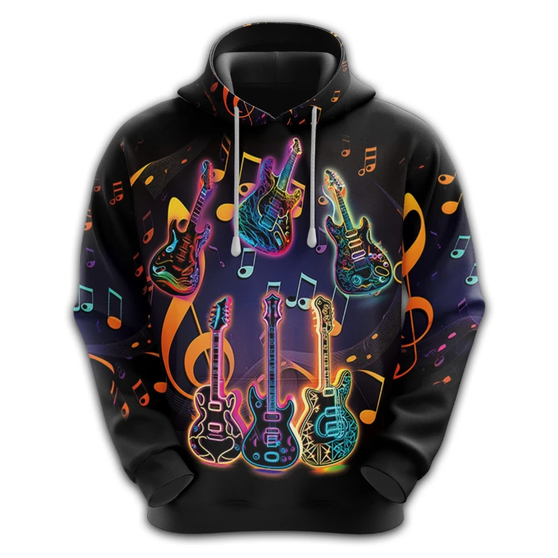 

New Music Guitar Men's Hoodies 3D Print Cool Hip Hop Autumn Sweatshirts Men Women Children Fashion Casual Sportwear Y2k Clothes