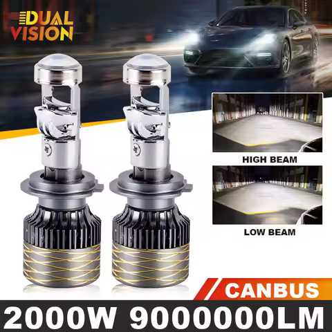 2000W H7 H4 H11 LED Mini Lens Headlight H8 9005 9006 HB3 HB4 Canbus Turbo LED Projector Bulb 6000K Auto/Moto Lamp Fog Light