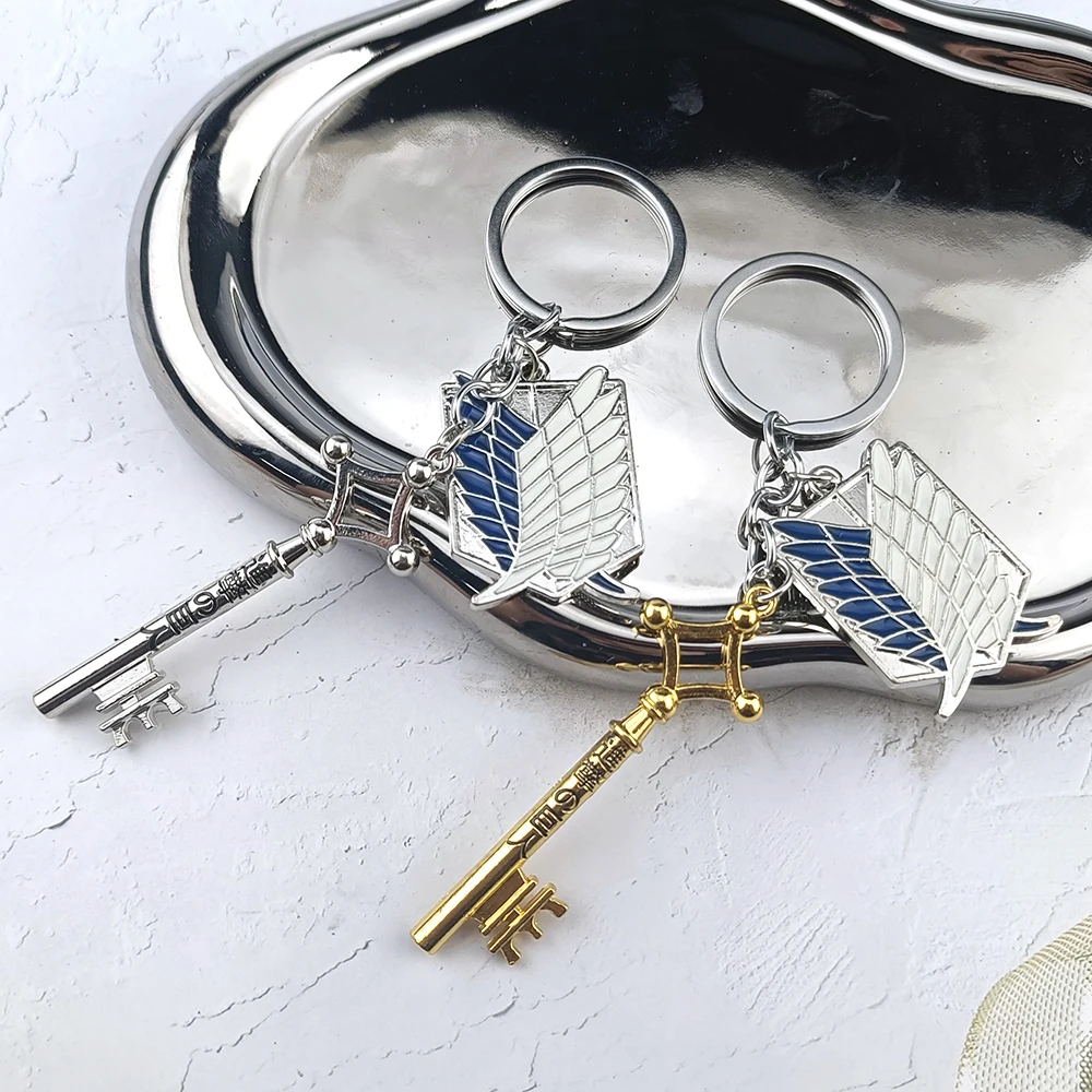 Anime Attack On Titan Keychain Shingeki No Kyojin Scouting Legion Emblem Key Chain for Women Men Cosplay Jewelry Gift Keychain
