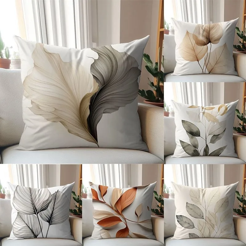 Pillow case Pillow case 40x40 Minimalist Botanical Leaf Home Decor Throw Pillow Covers Neutral Tones Nature Inspired Set