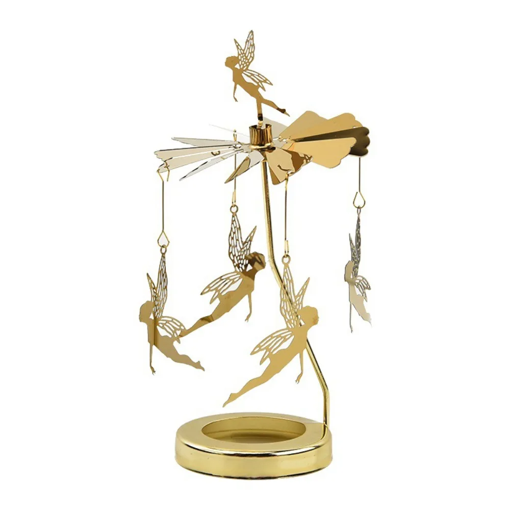 Metal Rotating Candle Holder Rotating Mechanism Heat-Powered Rotation Spinner Carousel Elegance Style Tea Light Holder