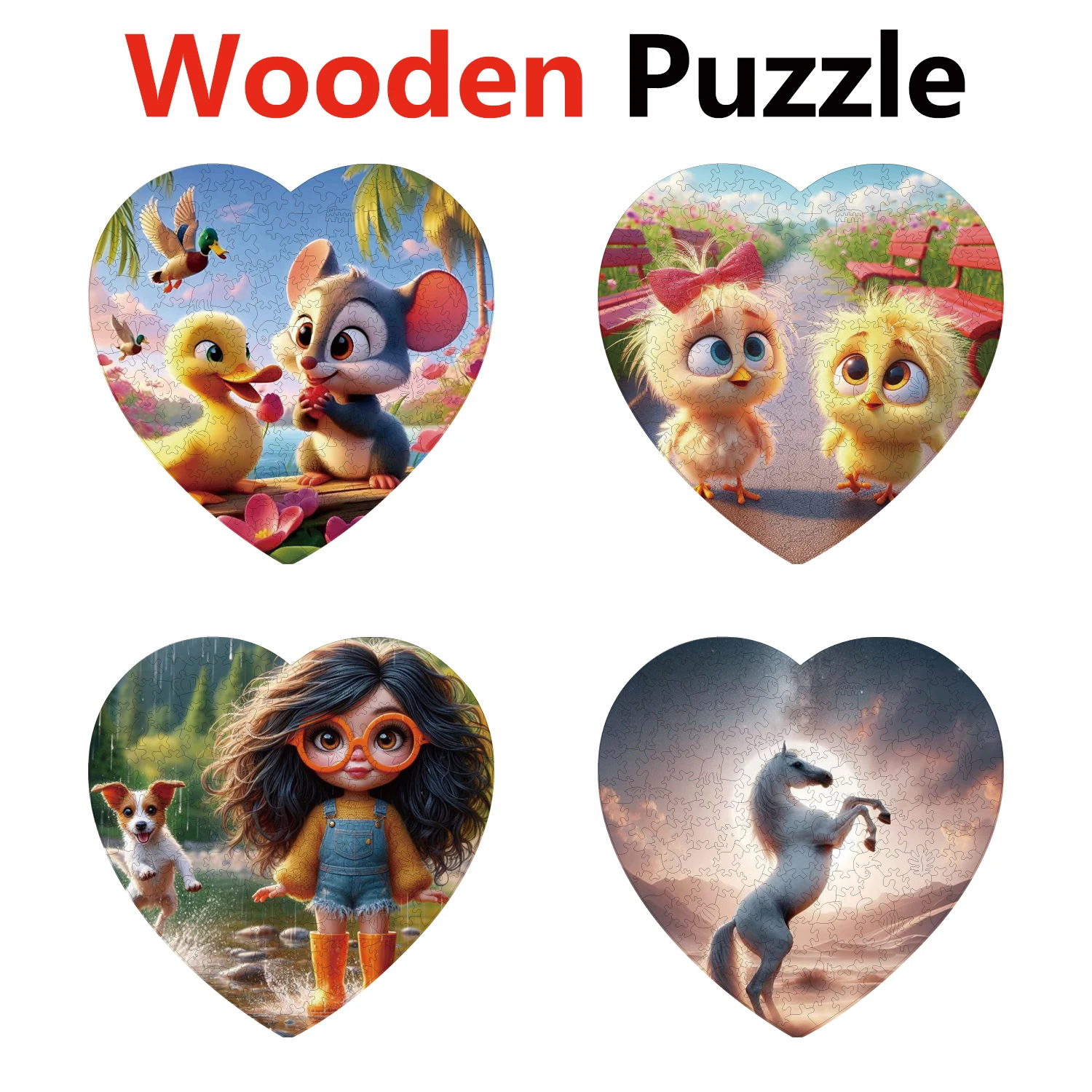 

Mouse Duck Girl Horse Animal Puzzles High Quality Jigsaw Puzzle Wooden Puzzle Best Christmas Gift