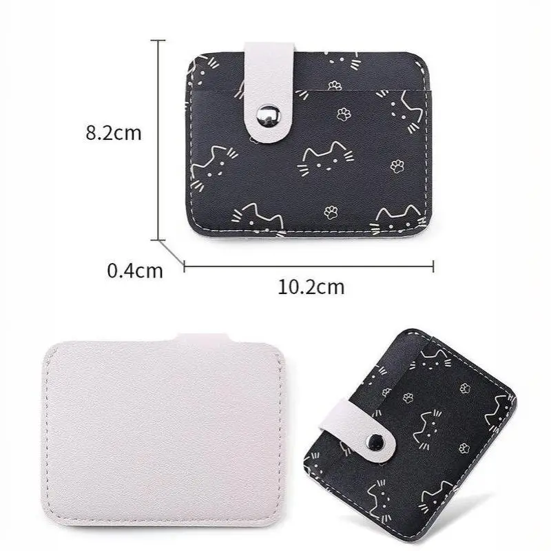 Niedliche Katzenmuster-Kartenhülle, Geldbörse für Damen und Mädchen, modische Geldtasche aus Kunstleder, kleine, schlanke Münztasche, praktisches Geschenk für den täglichen Gebrauch. – Detail 7