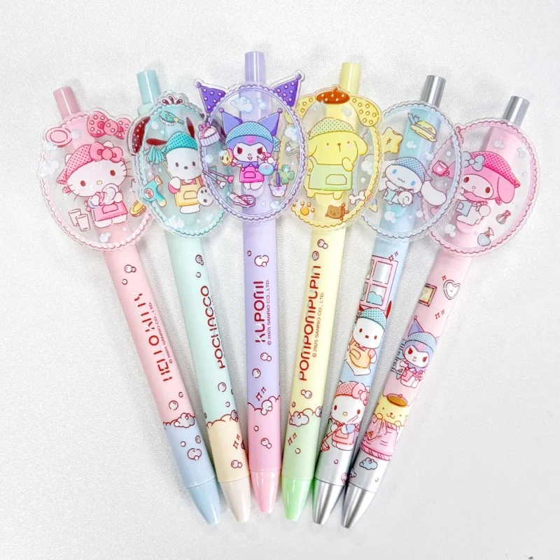 

12pcs/lot Sanrio Kitty Melody Kuromi Gel Pen Cute Pochacco 0.5mm Black Ink Neutral Pens Promotional Gift Office School Supplies