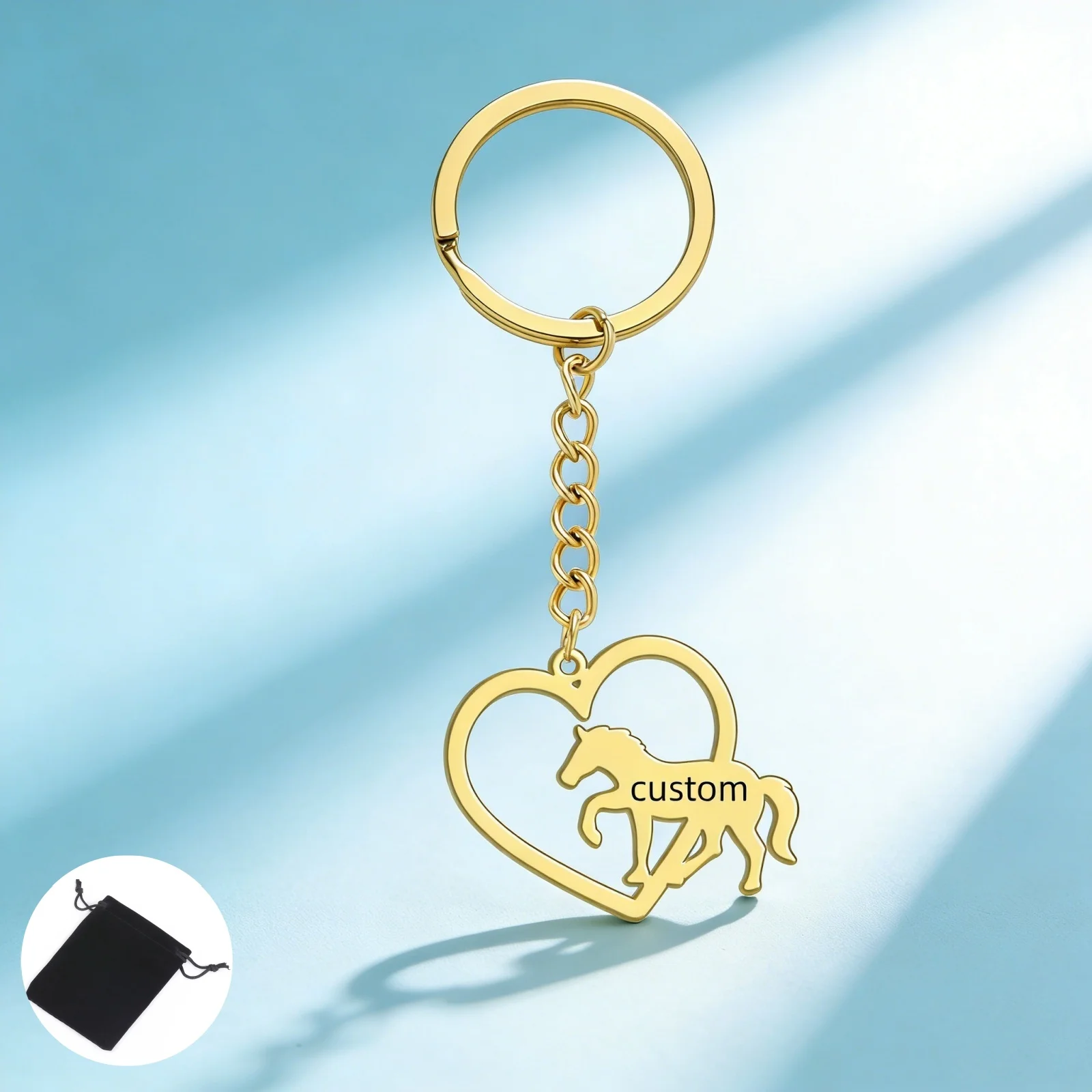 Customized Name Animal Horse Shaped Keychain Stainless Steel Personalized Love Horse Keyring Equestrian Enthusiast Jewelry Gift