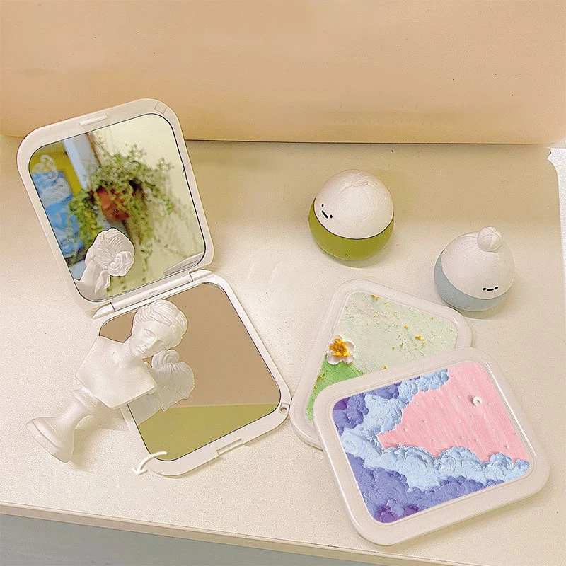 Fashion Portable Folding Makeup Mirror Portable Pocket Mirror Women Rectangle Cosmetic Make Up Mirror For Tools Vanity