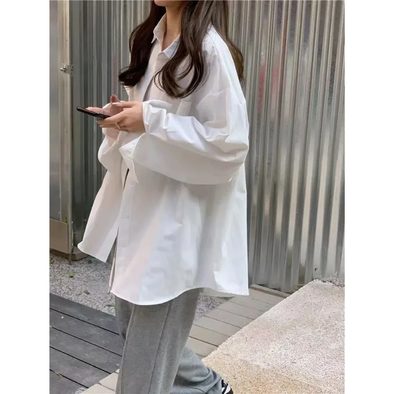 2025 Korean Style Long-sleeved Boyfriend Style Shirts for Women Spring and Autumn Sun Protection Clothes Loose Versatile Shirts