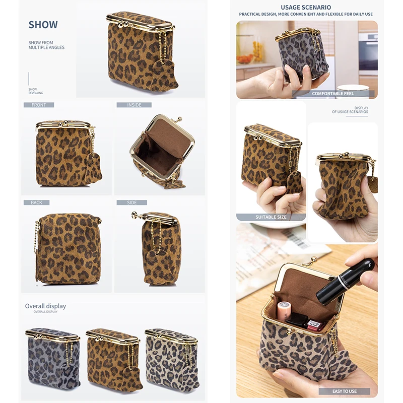 قبلة زر المرأة حقيبة مستحضرات التجميل الصغيرة لطيف ماكياج الحقيبة 2025 الجلود أحمر الشفاه المنظم سيدة السفر مفاتيح صندوق محفظة نسائية للعملات المعدنية الصغيرة #6