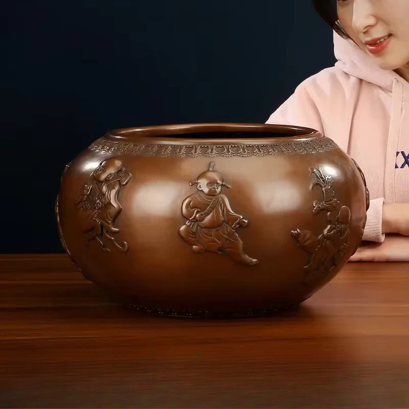 Copper baby play picture cylinder home furnishing, living room office decoration, company opening housewarming gifts