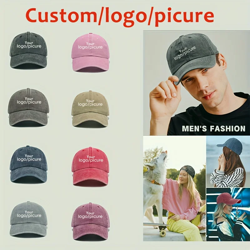 

Набор из 8 бейсболок на заказ для мужчин и женщин - кепки с вышитым или напечатанным логотипом, сетчатые кепки-тракеры с текстовым дизайном