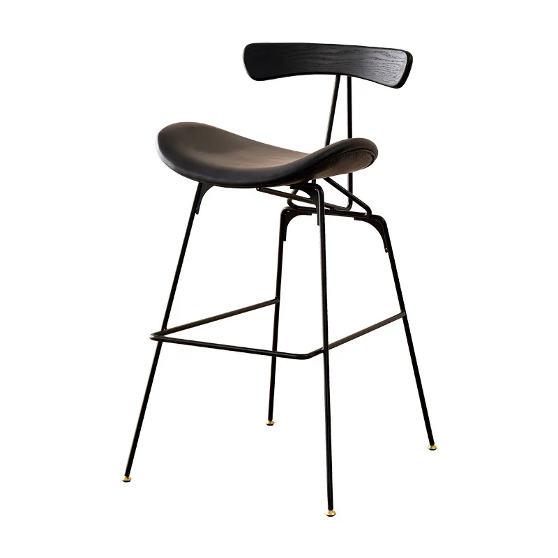 Light luxury bar chair wrought iron backrest cafe milk tea shop high stool bar chair