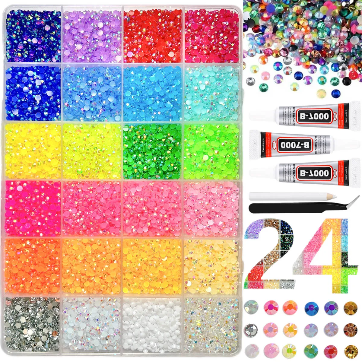 

1Box Hot Selling Nail Rhinestone Bedazzling Kit 3D Multi-colors 3mm Resin Diamond Jewelry DIY Phone Case Nails Art Accessories