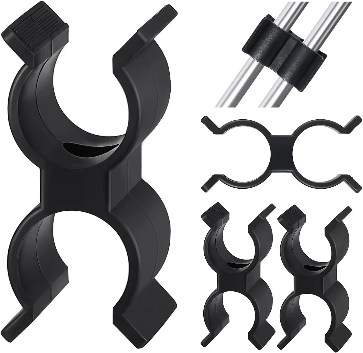 

4 Pcs Bimini Top Pole Clamps for Boats, Anti-Rattle Clips for Kayaks & Dinghies, Black