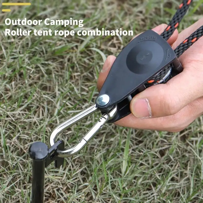 Reflective Tent Guy Rope with Pulley Tent Guide Rope Adjustable Tent Tie Downs Rope Hangers Quick Setups Outdoor Guy Line