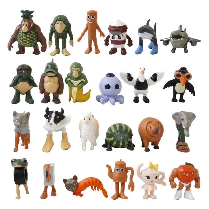 

24pcs Tung Sahur Tralalero Tralala Bombardment Crocodile Shimpanzini Bananini Action Figure Toy Pvc Cartoon Model Decoration