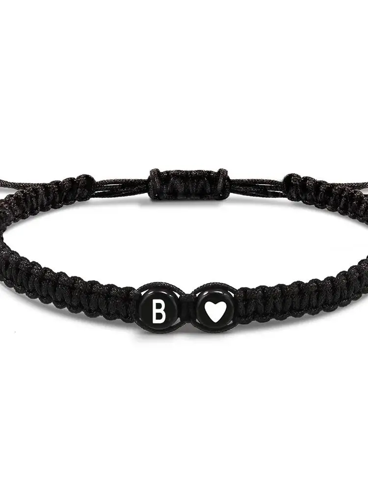 Bracelets tressés en forme de cœur avec initiales de 26 lettres, faits à la main, réglables avec nom de A-Z, pour femmes et hommes, bijoux d'amitié, cadeaux, nouvelle collection