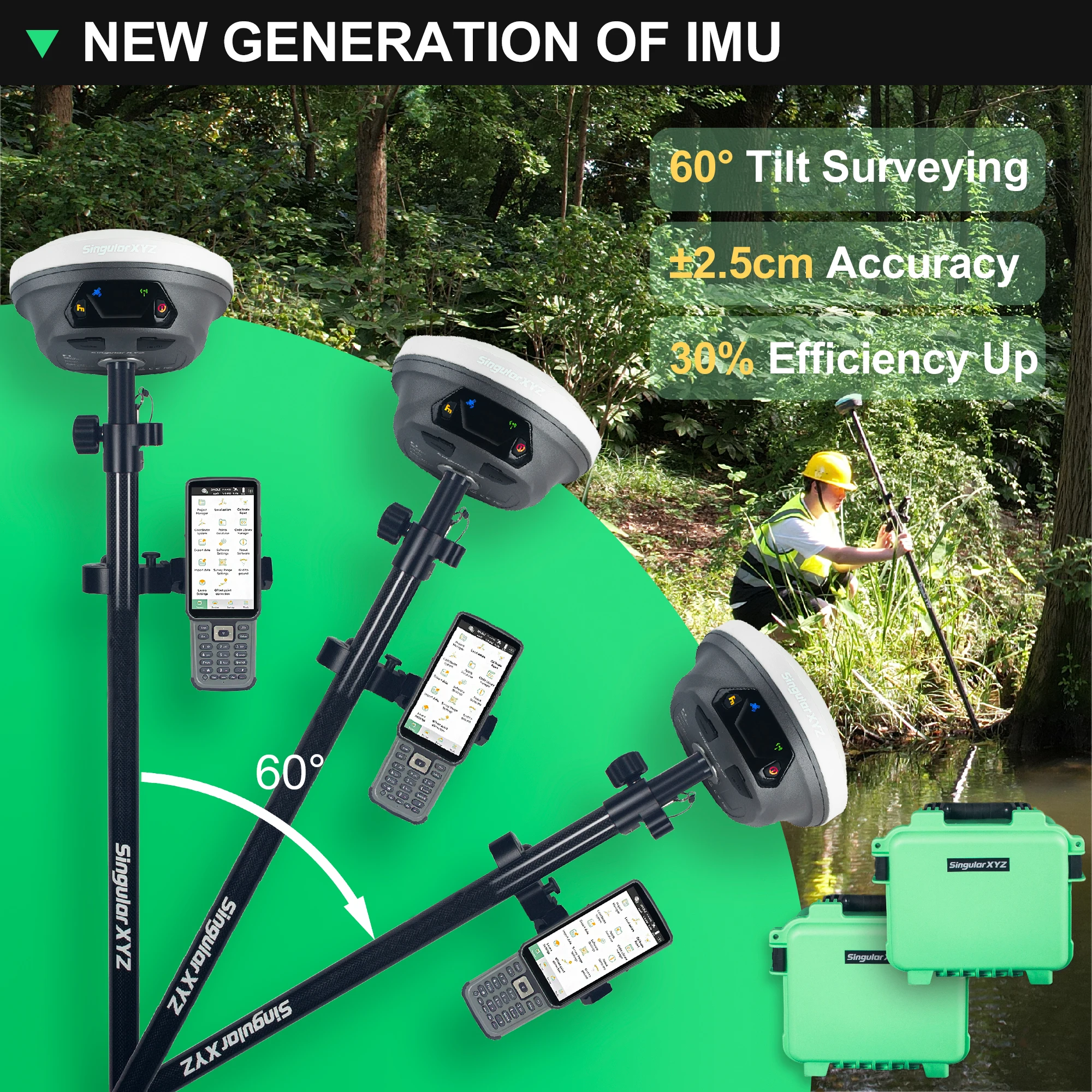 High Precision 1408 Channels E1 Gnss Receiver GPS 60° IMU Tilt Land Survey Equipment RTK GNSS Base and Rover Set