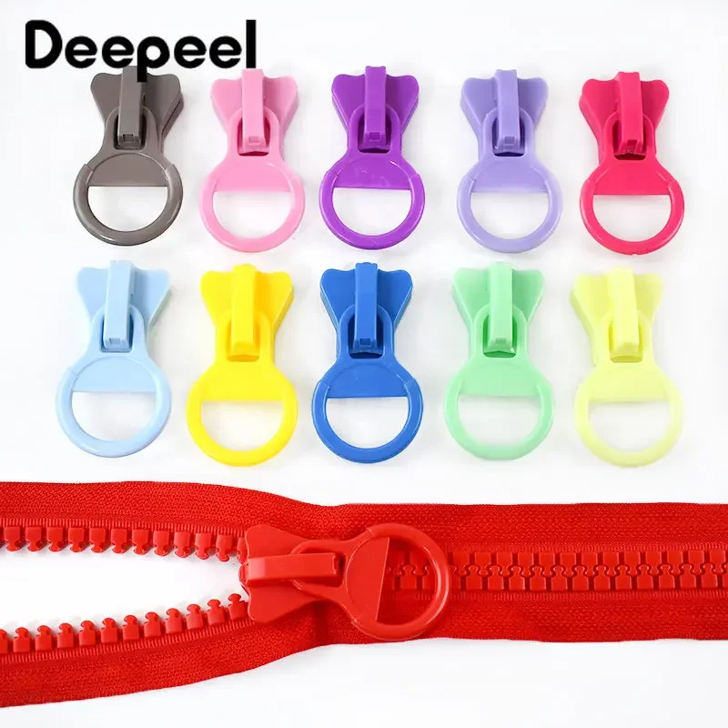 5/10Pcs 20# Zipper Puller Slider for Resin Zippers Bag Clothes Large Plastic O Ring Zip Head Sewing Repair Materials Accessories