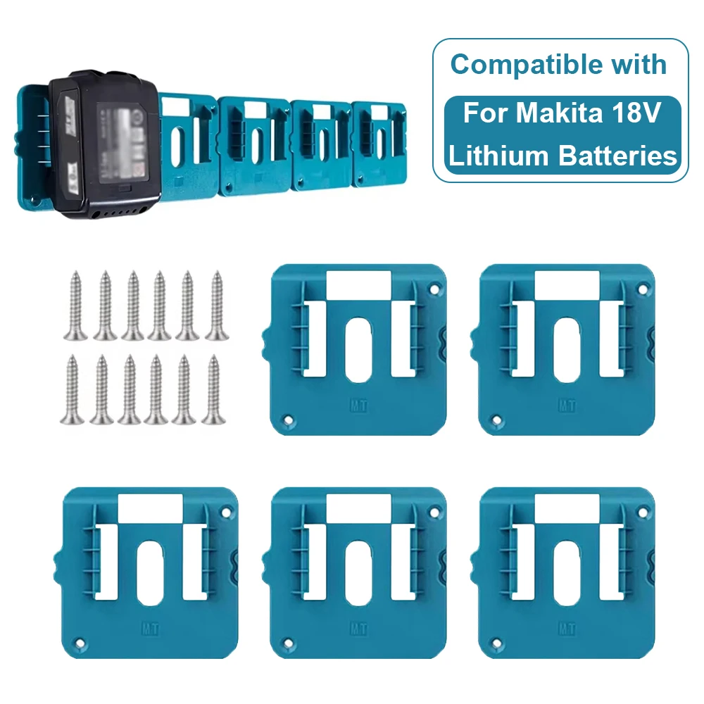 5 Pack Battery Storage Rack for Makita 14.4V 18V Li-ion Battery Tools Machine Holder Storage Rack Wall Mount Bracket Fixing