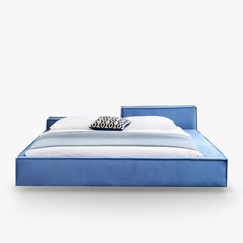 

Designer Italian minimalist Internet celebrity modern minimalist master bedroom double matte, art leather bed