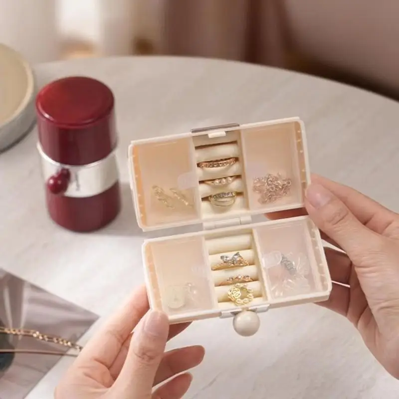 1/2 Stück Mini Tragbare Schmuckaufbewahrungsbox 4-stufig Große Kapazität Kompakt für Zuhause, Reisen und den täglichen Gebrauch – Detail 8